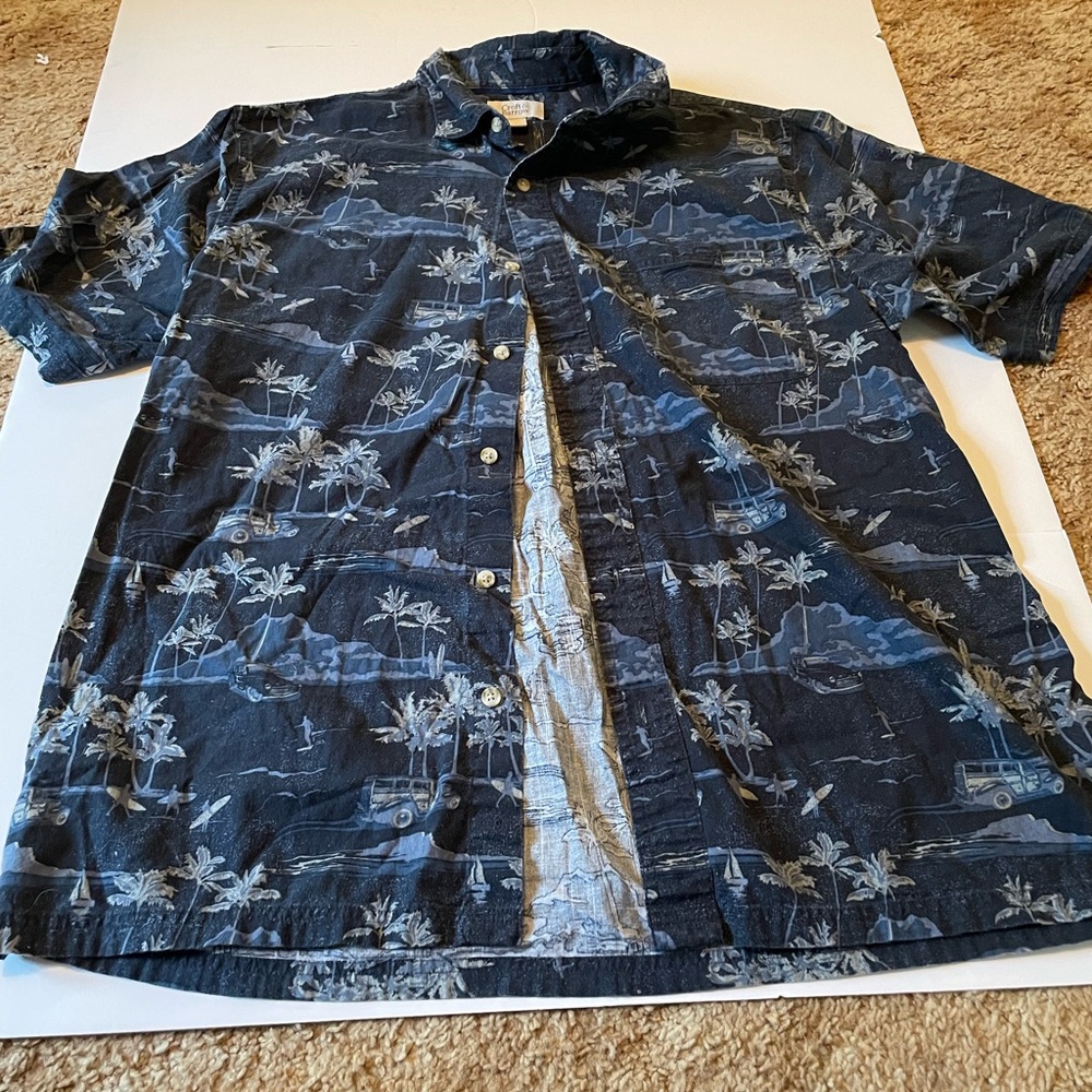 Croft & Barrow Dark Blue Shirt with Tropical Print